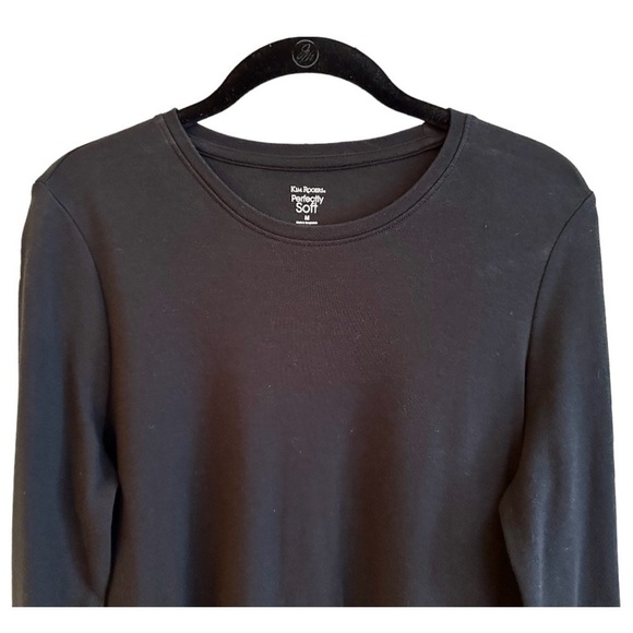 KIM ROGERS, PERFECTLY SOFT, WOMENS, BLACK, ROUND NECK, 3/4 SLEEVE, TUNIC. SIZE M - Picture 2 of 5